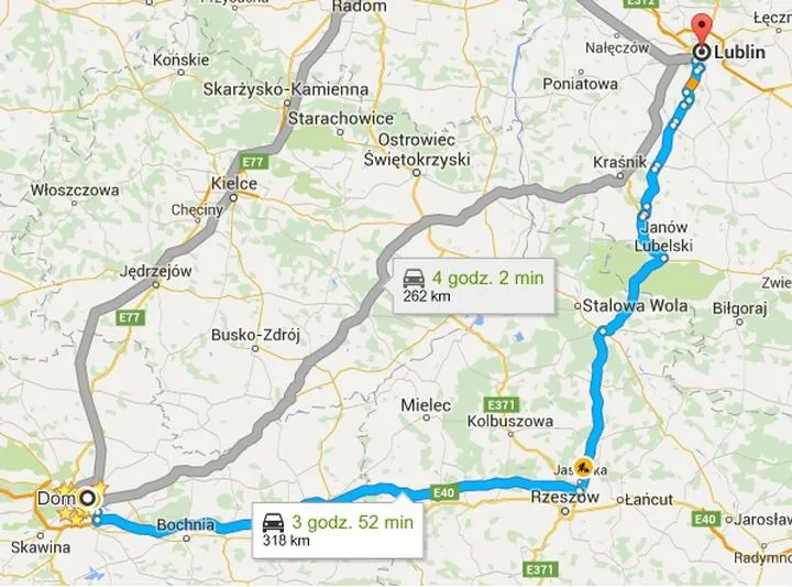 Porównanie transportu Lublin Kraków